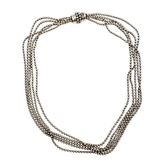 Vtg Joseph Esposito Necklace Espo Sterling Silver 5 Strand 18" Snap Closure - Picture 1 of 10